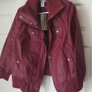 Red leather jacket